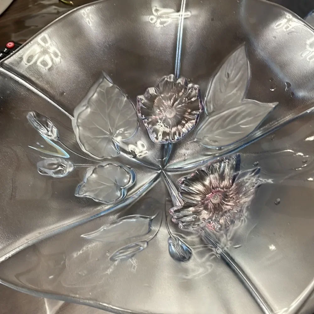 Mikasa  Walther Cristal  Floral Pastel Blue  Calypso13’1/2 Bowl.